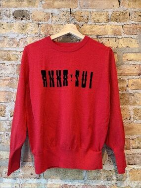 Anna Sui Sparkle Crewneck Sweater Red Medium